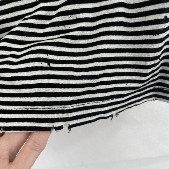 AG Adriano Goldschmied Top Womens XS Black Striped Comfy Casual Fitted Grunge - Picture 7 of 16